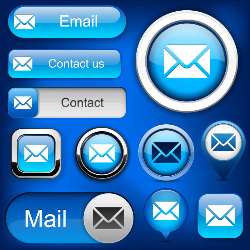 矢量界面美化的蓝色电子邮件按钮的设计