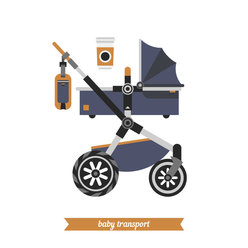 婴儿推车创意图标设计
