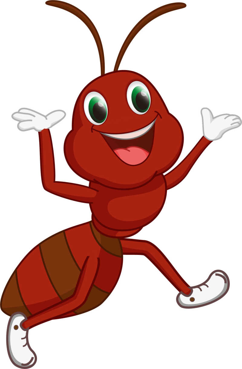 可爱的红色蚂蚁的矢量插图