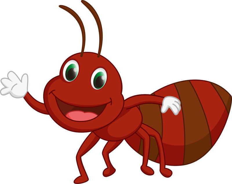可爱的卡通红色蚂蚁矢量插图