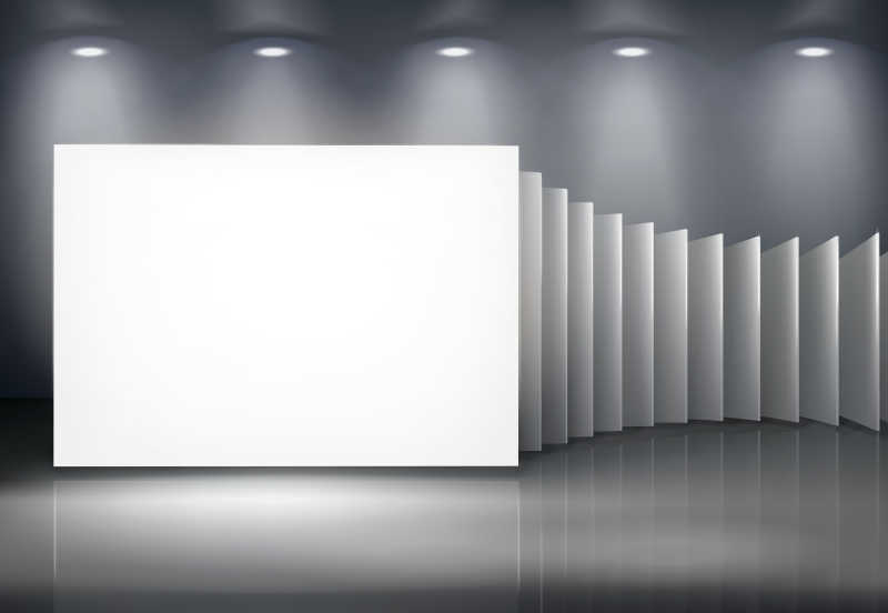 空白美术馆展示大厅矢量图