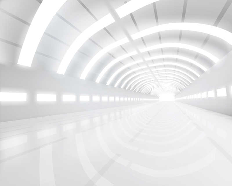 照明十足的空白隧道长廊矢量