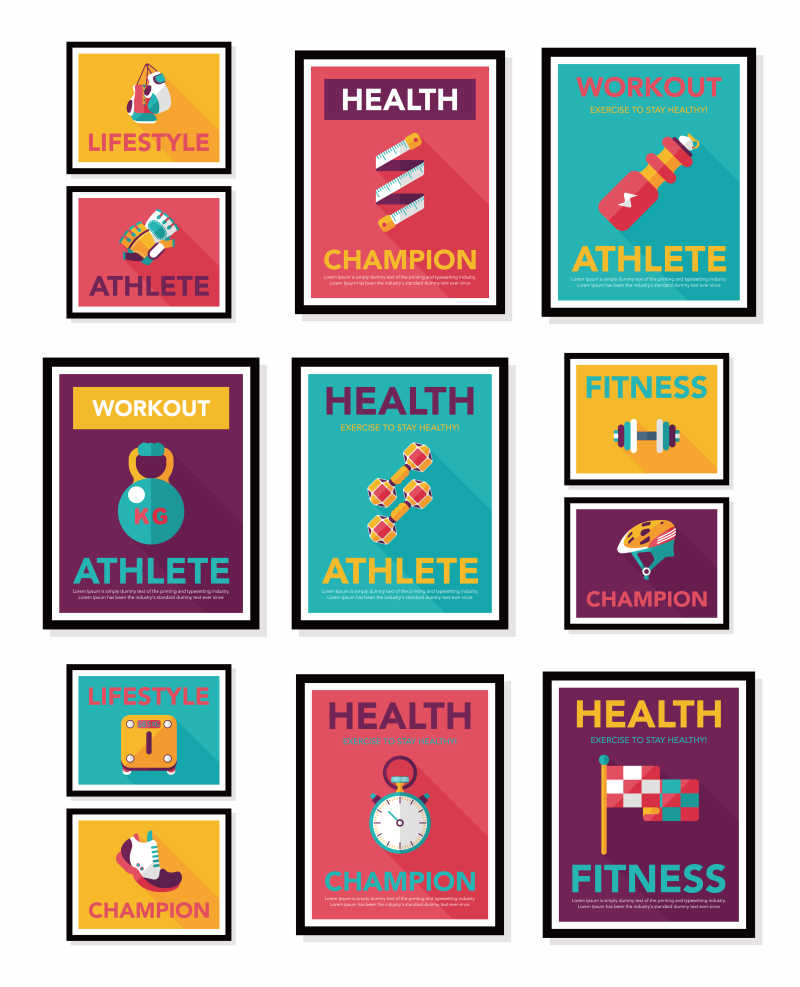 体育运动健身的平面图形宣传海报模板