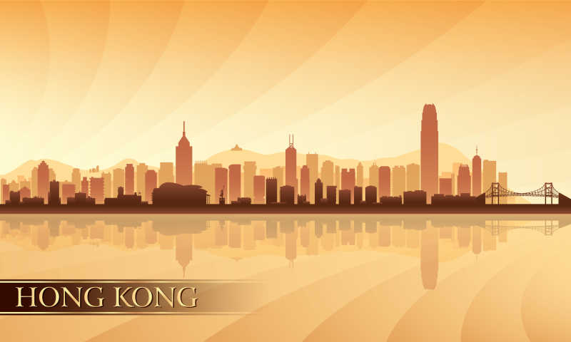 香港城市天际线的轮廓矢量图