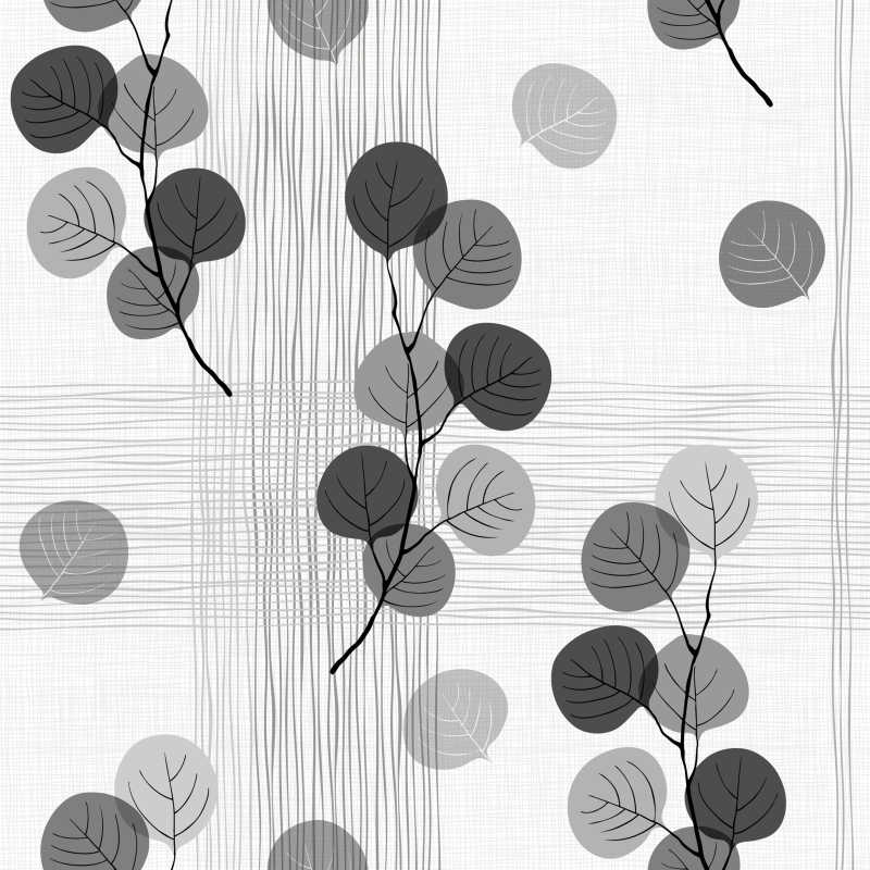 矢量单色手绘树叶图案抽象纹理图案