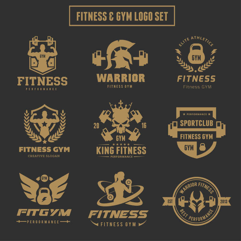 各种矢量单色健身健身房标志设计