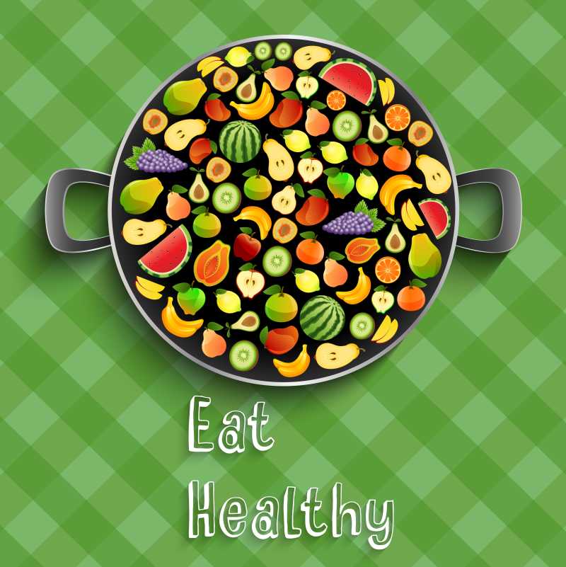 健康水果概念的矢量插图