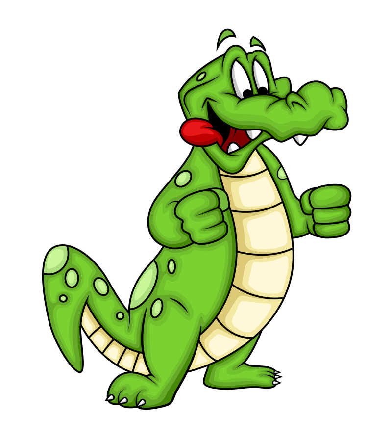 矢量的绿色的卡通鳄鱼