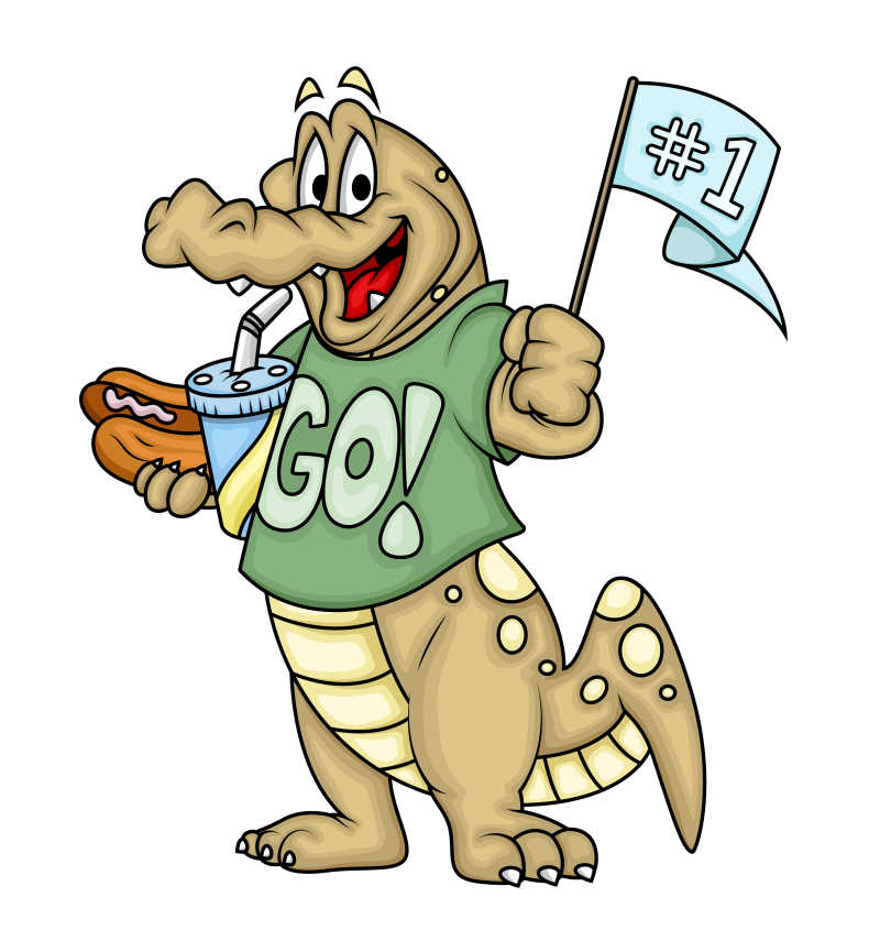 庆祝节日的卡通鳄鱼的矢量插图