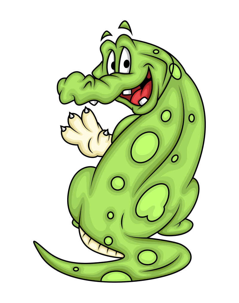 快乐的绿色卡通鳄鱼