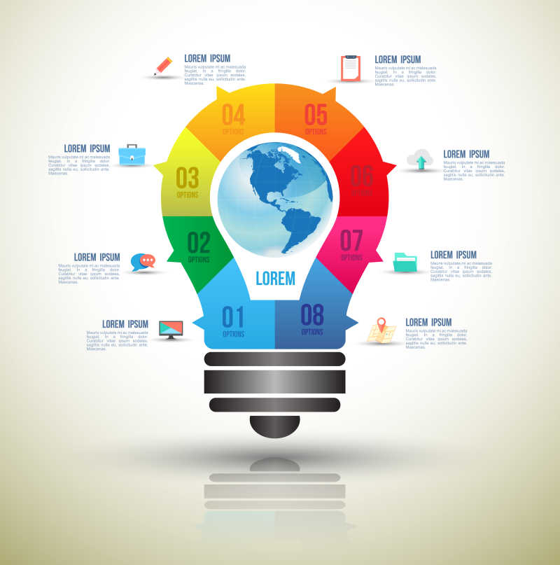 矢量灯泡图形的信息图表模板