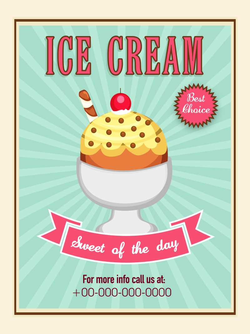 矢量美味的冰淇淋菜单卡设计