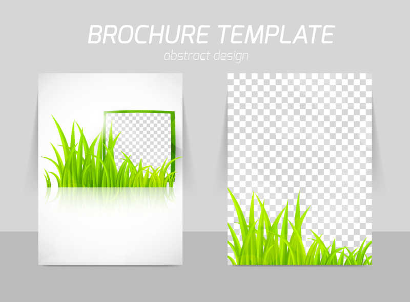 绿草元素的矢量商业宣传设计模板