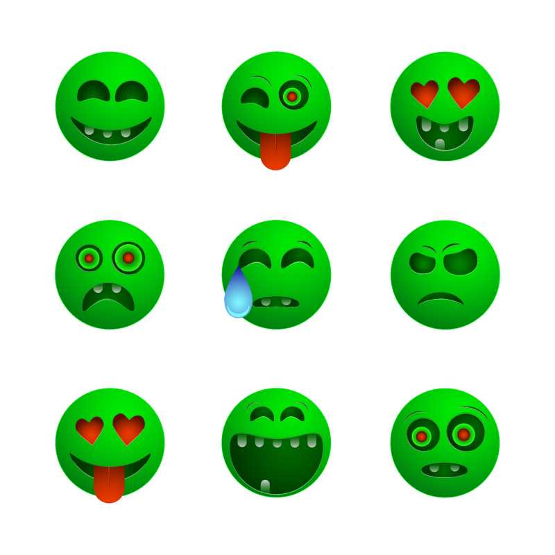 矢量的绿色僵尸表情