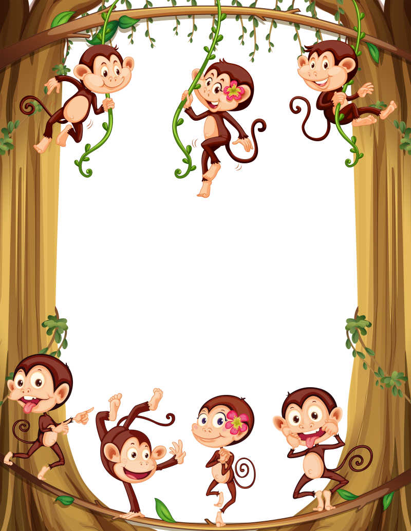 矢量的可爱猴子框架