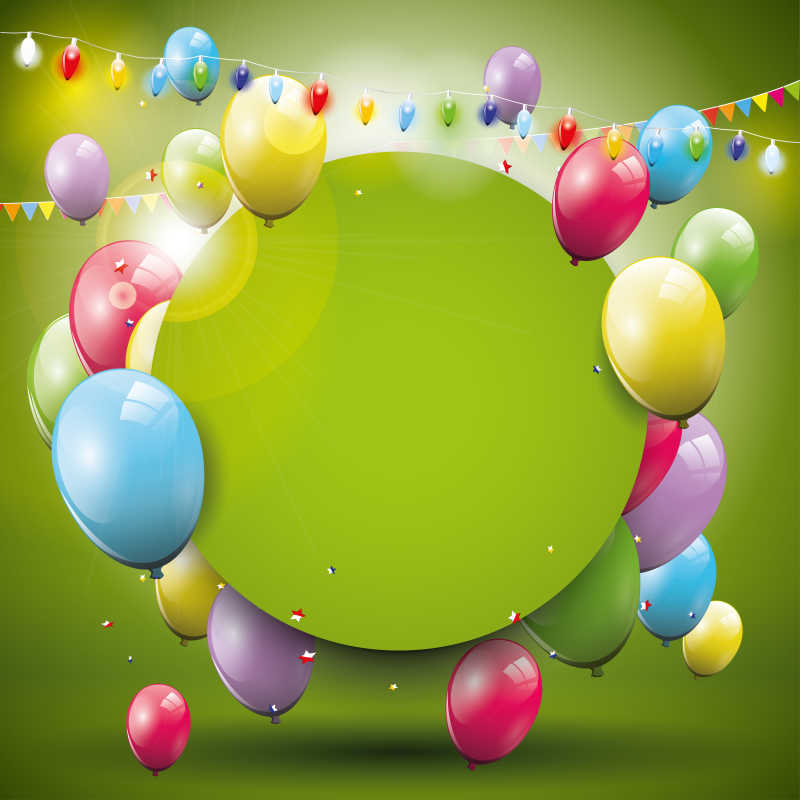 生日派对上的彩色气球矢量背景