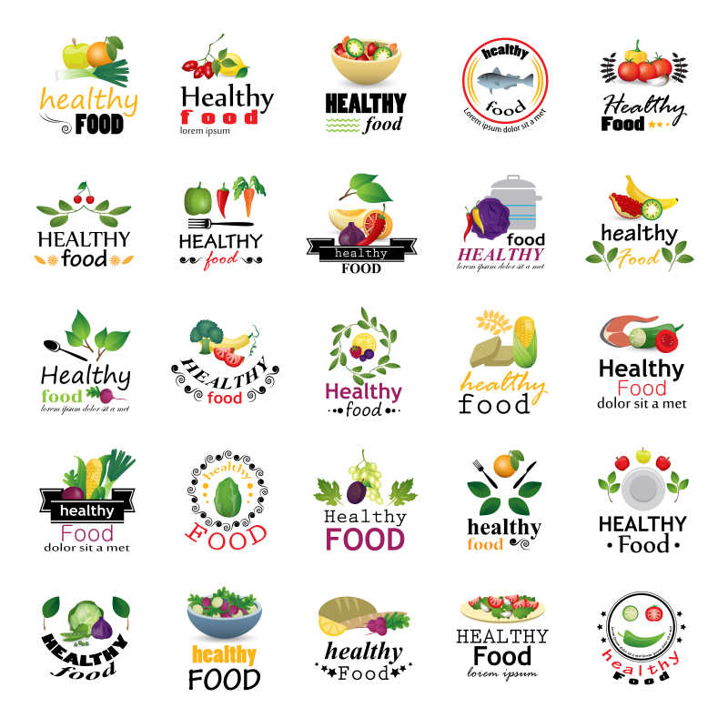 矢量健康食品图标设计模板