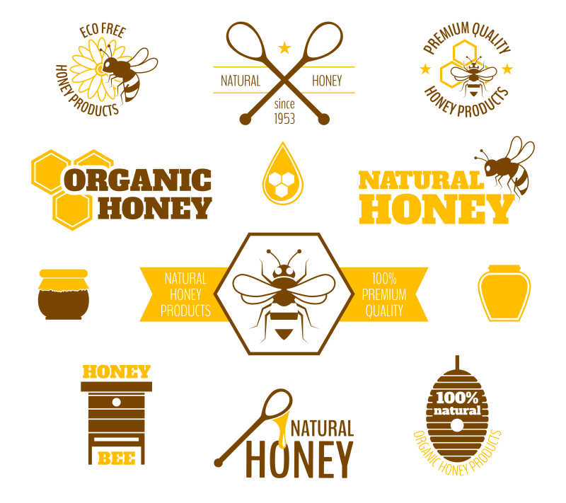 蜂蜜宣传长条卡片矢量设计元素模板