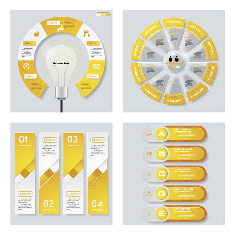 矢量黄色创意信息分布图表设计模板