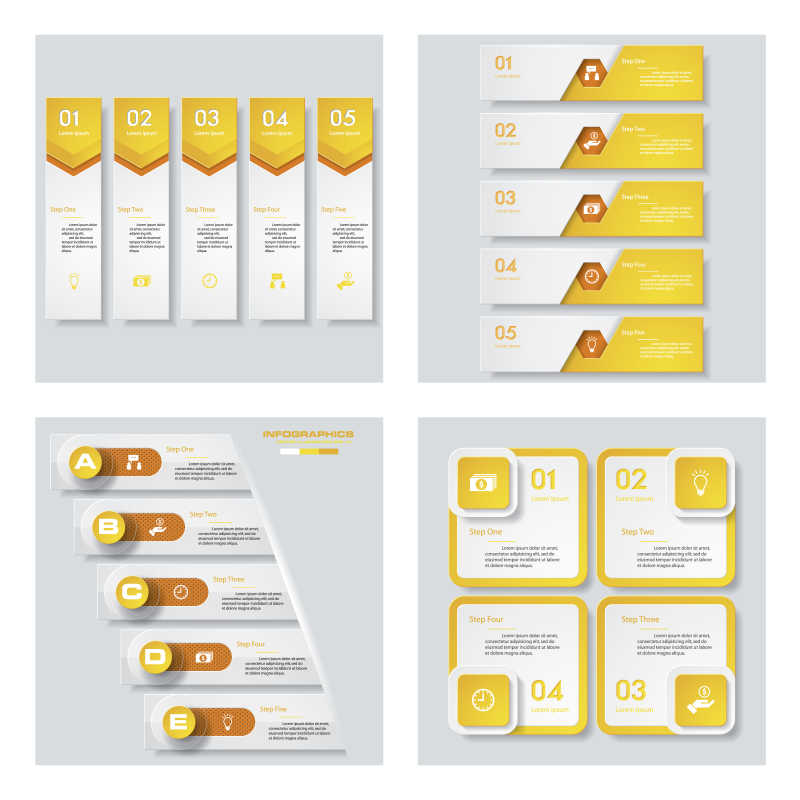 黄色创意横幅信息分布设计矢量模板
