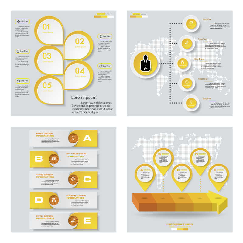 各种用来信息分布图表设计矢量模板