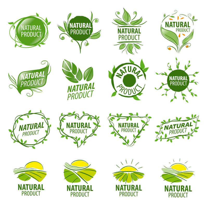 健康的绿茶产品矢量标识