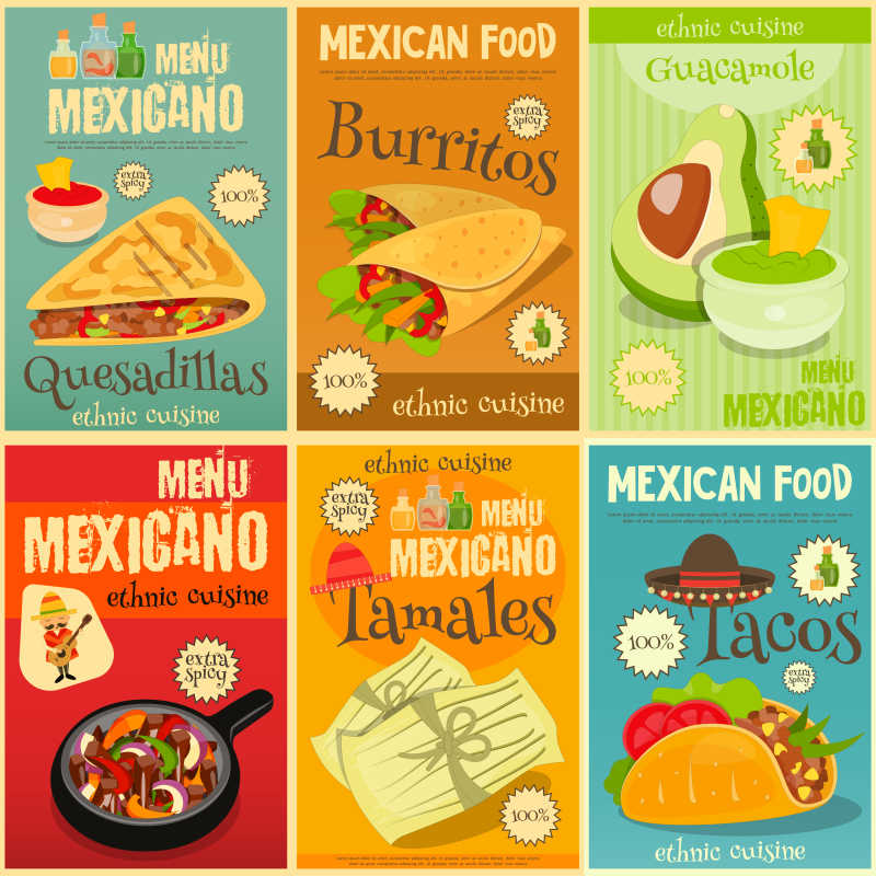 矢量墨西哥食品菜单迷你海报