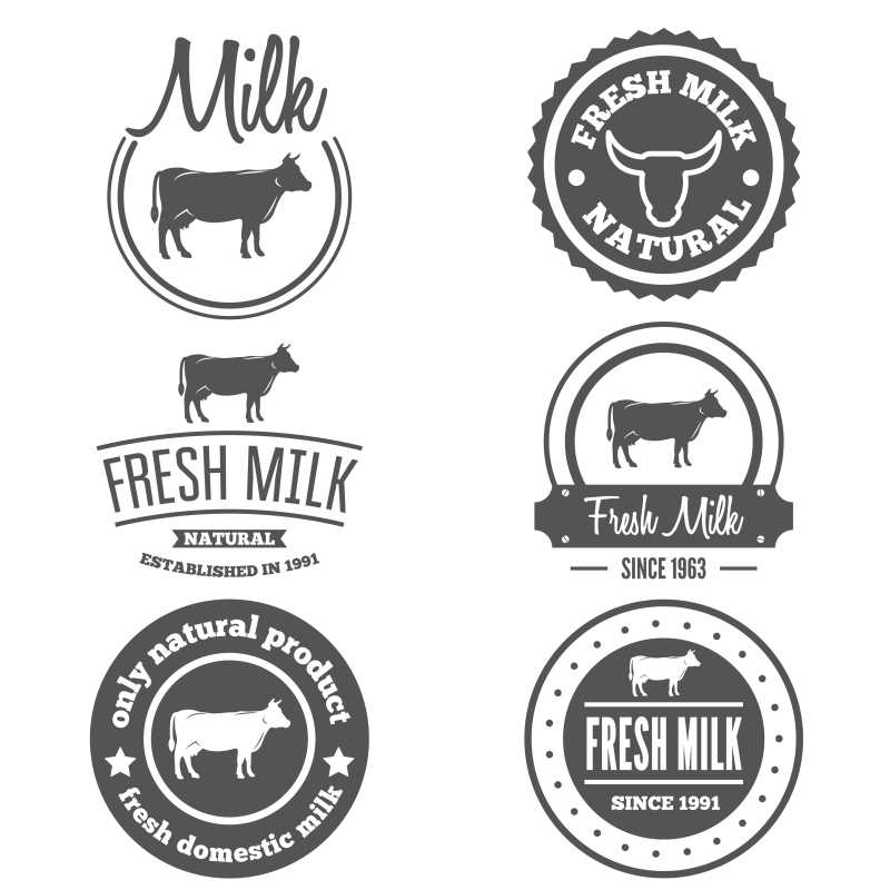 牛奶标签矢量设计模板
