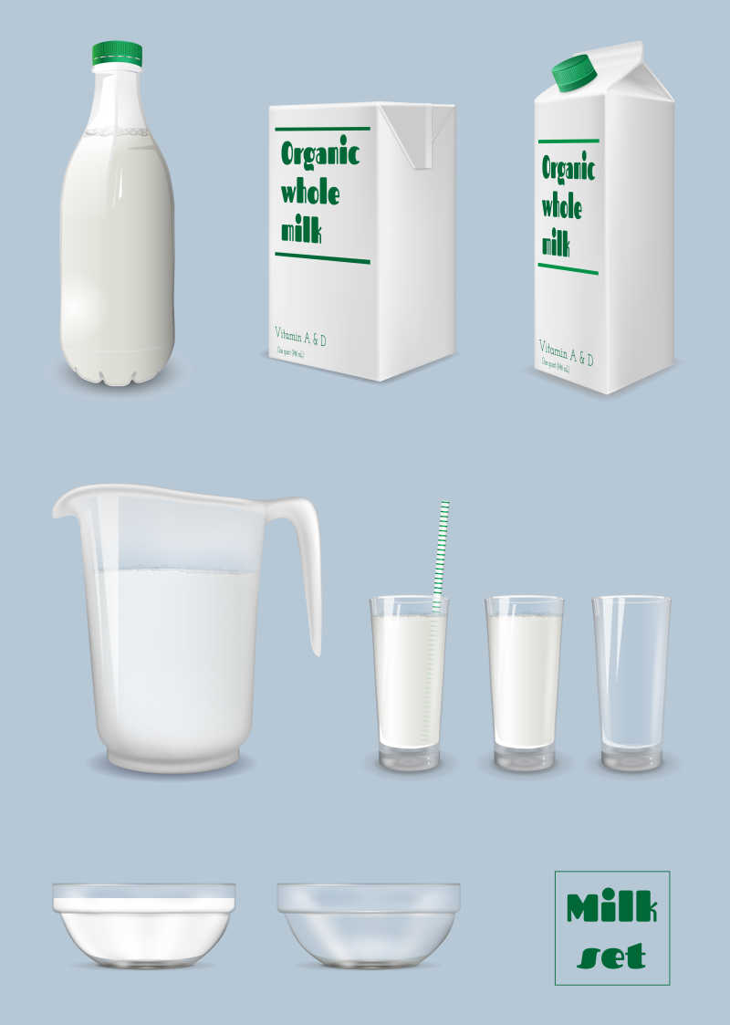 牛奶包装矢量模板