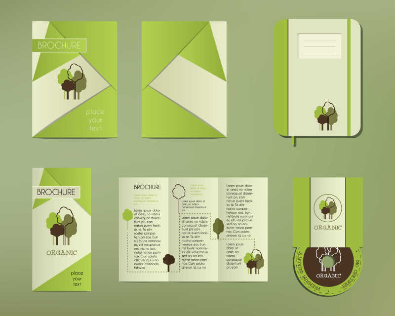 矢量的绿色自然主题卡片