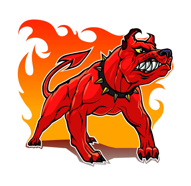 红色的地狱犬矢量插画设计