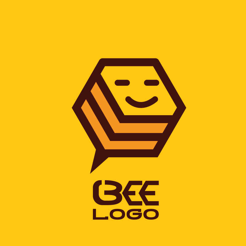 创意简单矢量蜜蜂标志设计