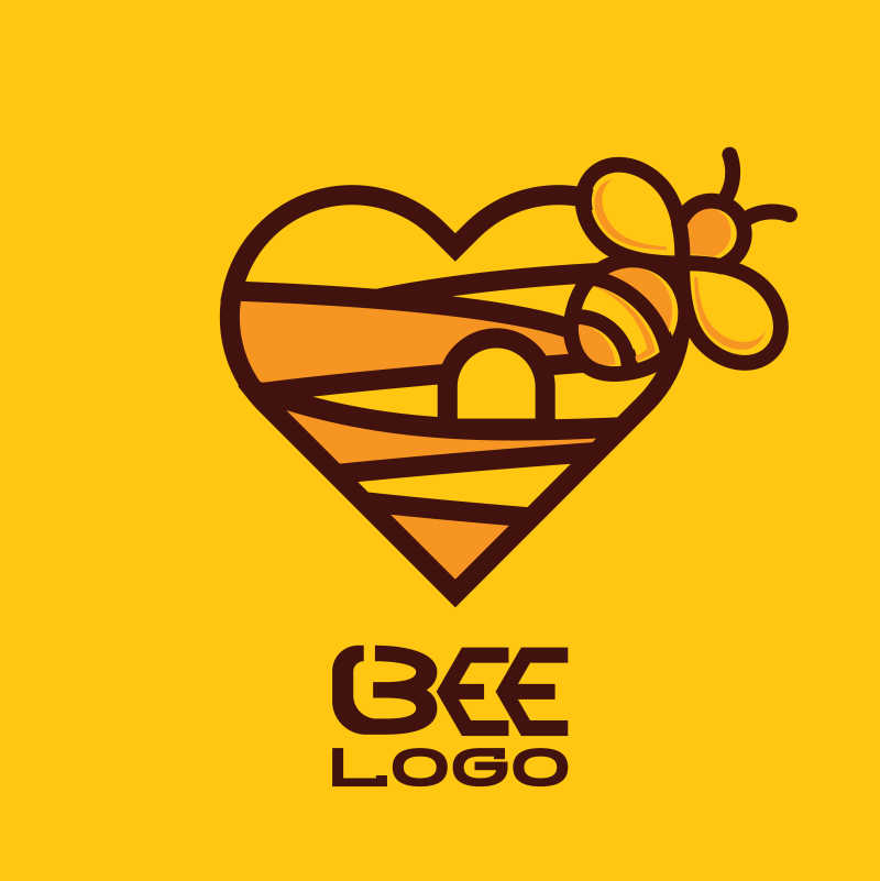 有趣的矢量蜜蜂标志设计