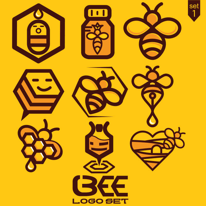 蜜蜂品牌矢量标志设计合集