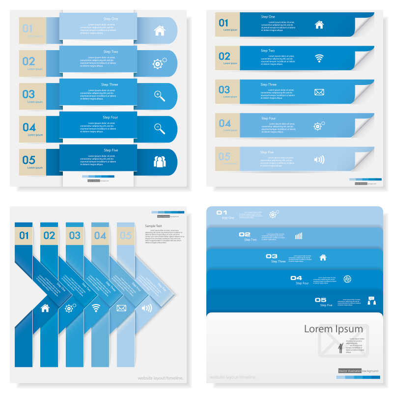 蓝色信息分析图标表创意矢量设计模板元素