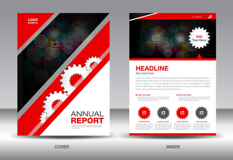 红色创意矢量年报封面平面设计模板