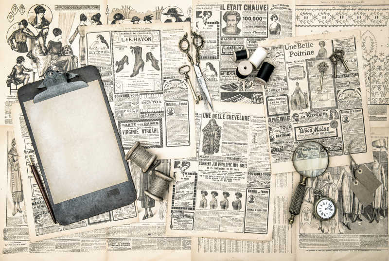 各种复古报纸和复古工具