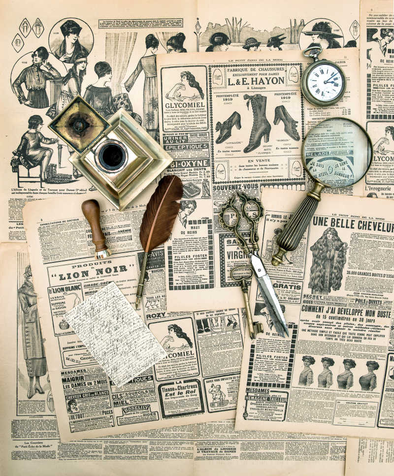各种复古杂志报纸和工具