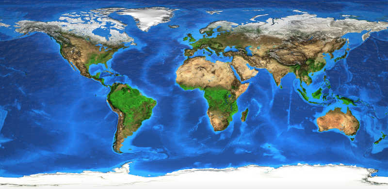高分辨率世界地图与地形