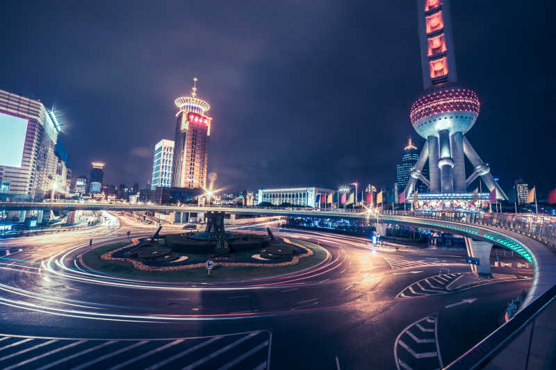美丽的上海城市中心夜景