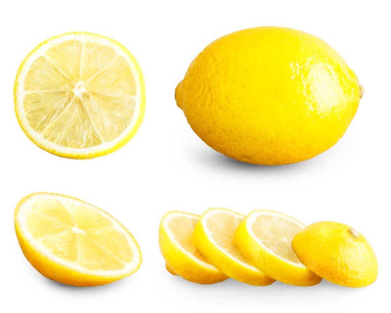 新鲜的柠檬在白色背景下