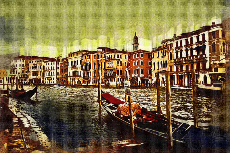 威尼斯艺术油画插画