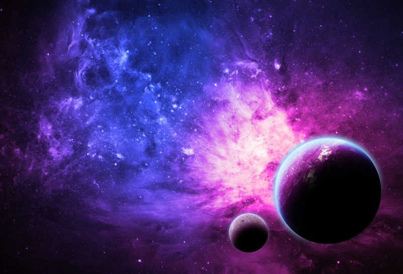粉紫色的行星和星云