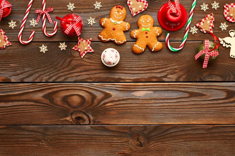 圣诞自制姜饼和木制手工的装饰