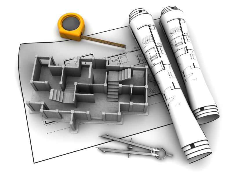 设计图纸和3d建筑模型