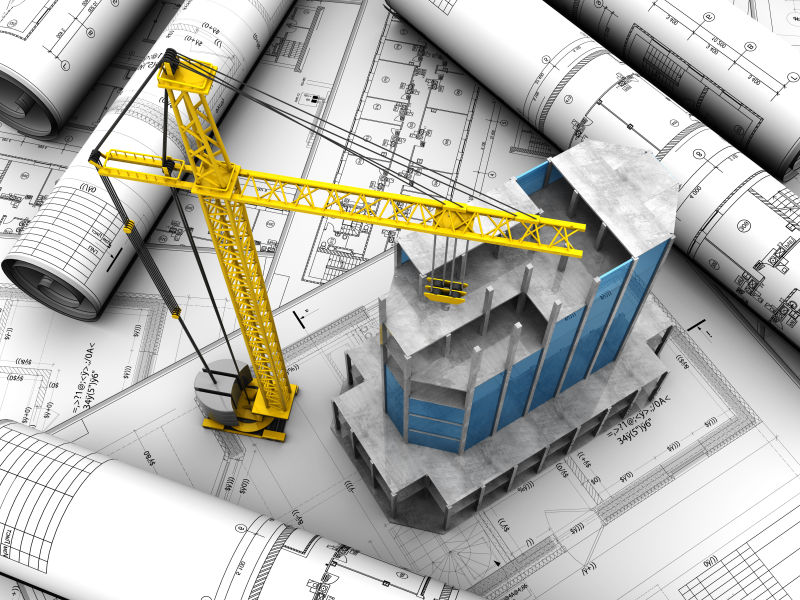 3d现代建筑模型和3d吊车工程模型