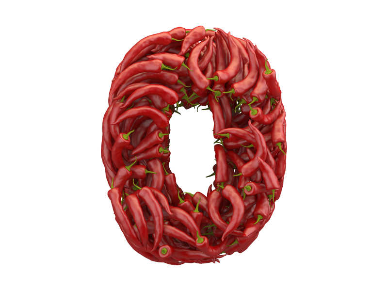 用红辣椒组成的0字