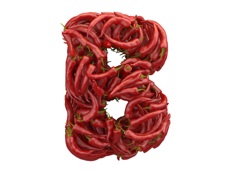 用红辣椒组成的B字