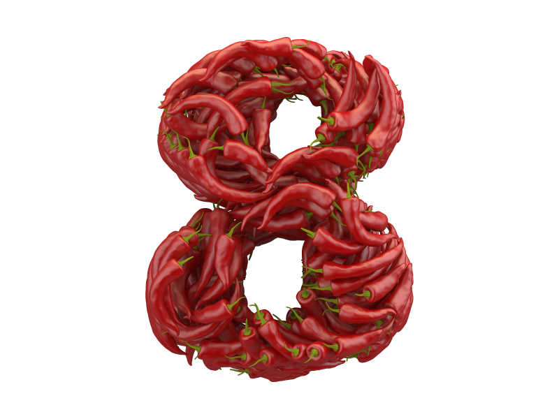 用红辣椒组成的8字