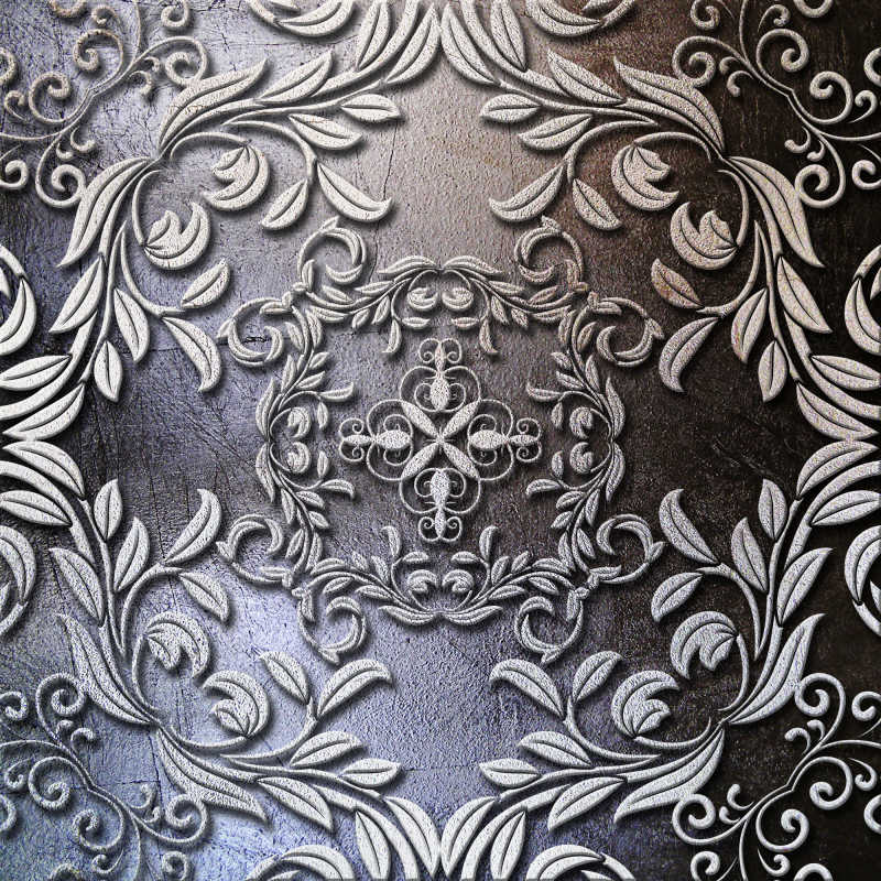 灰色金属板上的花纹背景